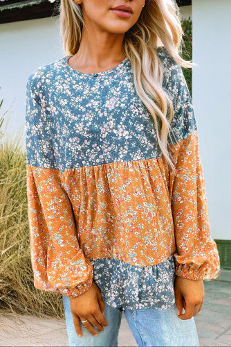 Fall Florals Bubble Sleeve Top-[option4]-The Lovely Lola Boutique-Womens-Clothes