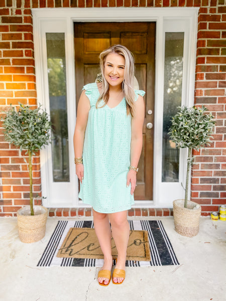 LEGACY OF LOVE EYELET DRESS- MINT-[option4]-The Lovely Lola Boutique-Womens-Clothes