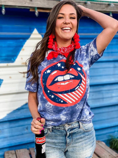AMERICAN LIPS BLEACHED GRAPHIC TEE-[option4]-The Lovely Lola Boutique-Womens-Clothes