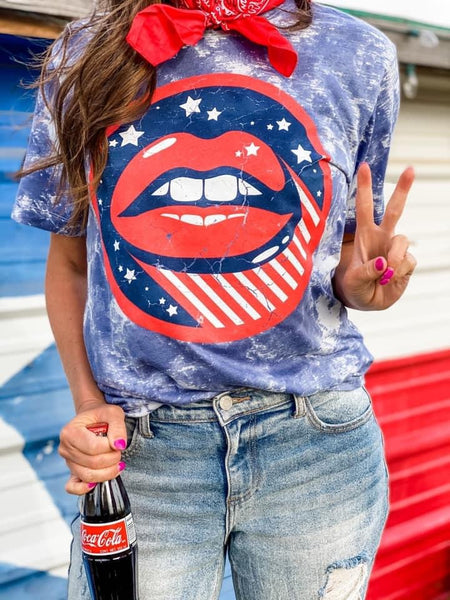 AMERICAN LIPS BLEACHED GRAPHIC TEE-[option4]-The Lovely Lola Boutique-Womens-Clothes