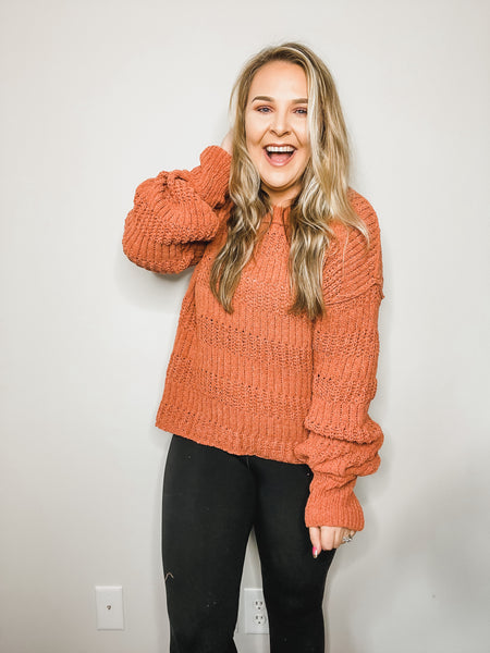 FINDING THE JOY ORANGE PUFF SLEEVE SWEATER-[option4]-The Lovely Lola Boutique-Womens-Clothes