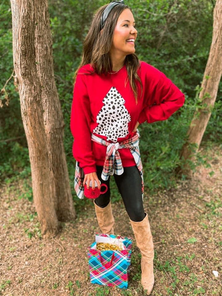 Spotted Christmas Pullover Sweatshirt-Small-[option4]-The Lovely Lola Boutique-Womens-Clothes