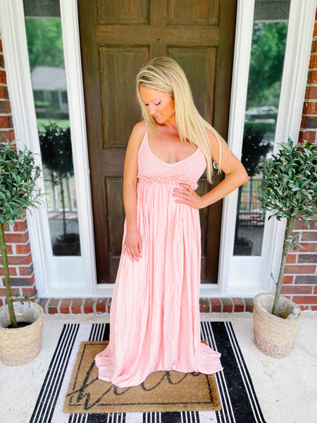 ONCE IN A LIFETIME PINK MAXI DRESS-Medium-[option4]-The Lovely Lola Boutique-Womens-Clothes