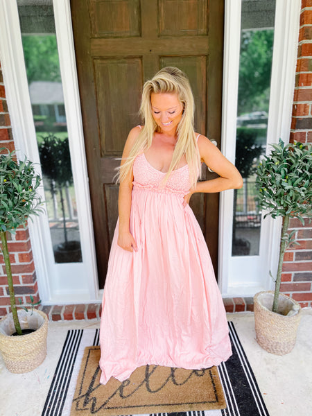 ONCE IN A LIFETIME PINK MAXI DRESS-Medium-[option4]-The Lovely Lola Boutique-Womens-Clothes