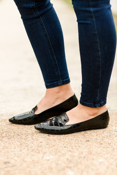 EYES ON THE PRIZE CROCODILE FLATS-[option4]-The Lovely Lola Boutique-Womens-Clothes