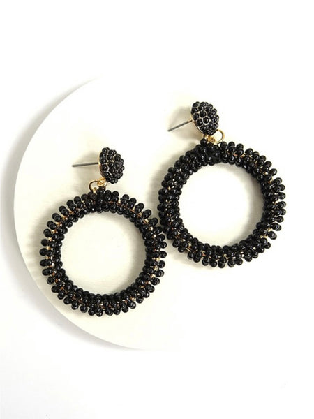 Elegant Evenings Black Beaded Earringd-[option4]-The Lovely Lola Boutique-Womens-Clothes