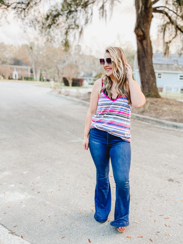 ABOVE THE CLOUDS STRIPED TANK-[option4]-The Lovely Lola Boutique-Womens-Clothes