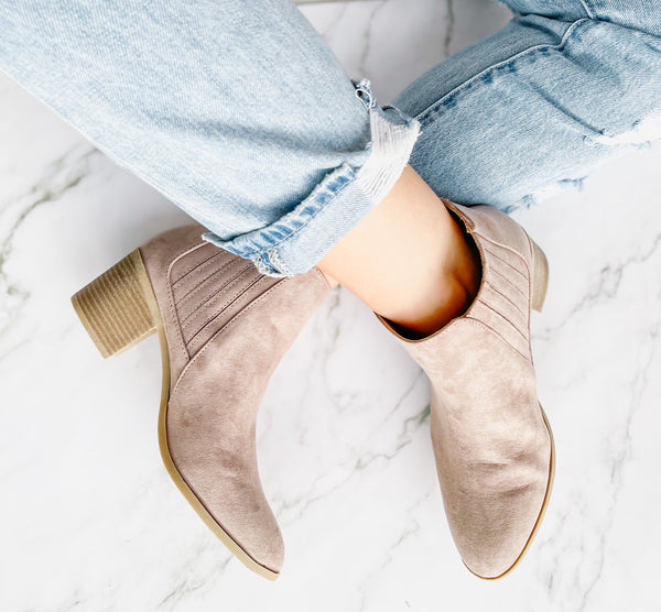 PRESLEY TAUPE SUEDE BOOTIES-[option4]-The Lovely Lola Boutique-Womens-Clothes