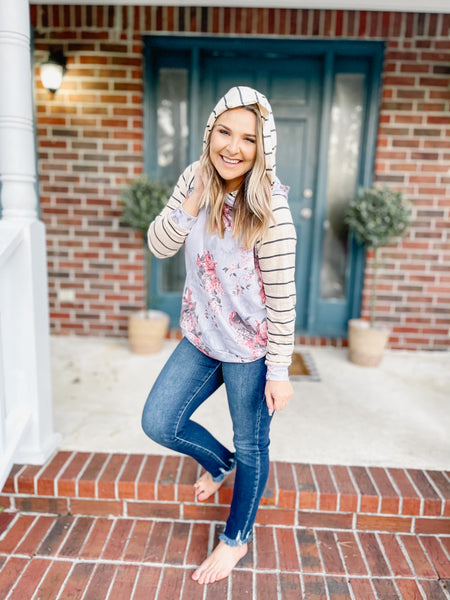 UNDER THE SUNLIGHT FLORAL STRIPED HOODIE-[option4]-The Lovely Lola Boutique-Womens-Clothes