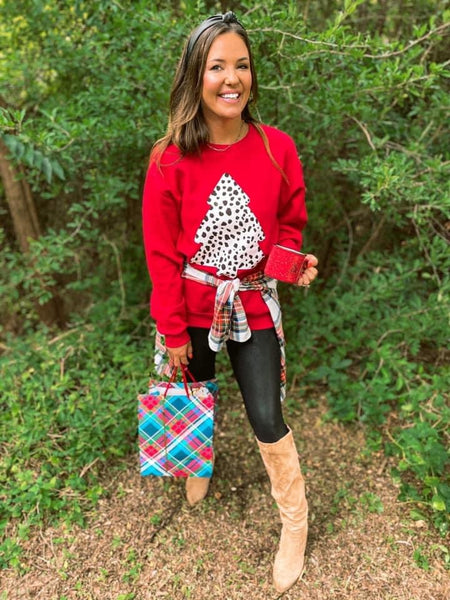 Spotted Christmas Pullover Sweatshirt-Small-[option4]-The Lovely Lola Boutique-Womens-Clothes