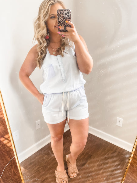 BEACHSIDE DREAMS CHAMBRAY ROMPER FINAL SALE-[option4]-The Lovely Lola Boutique-Womens-Clothes