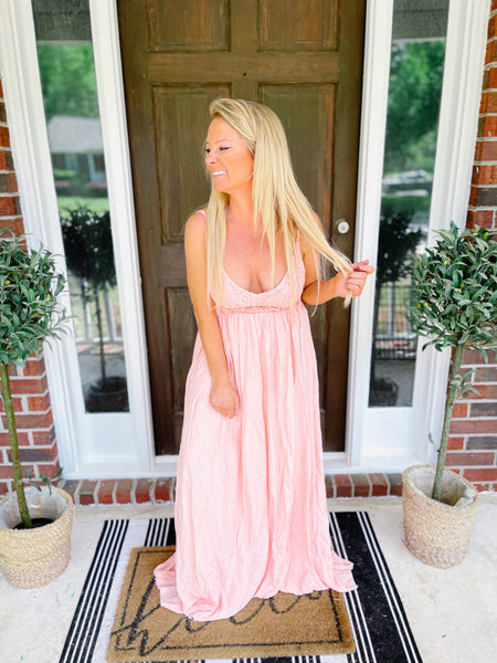 ONCE IN A LIFETIME PINK MAXI DRESS-Medium-[option4]-The Lovely Lola Boutique-Womens-Clothes