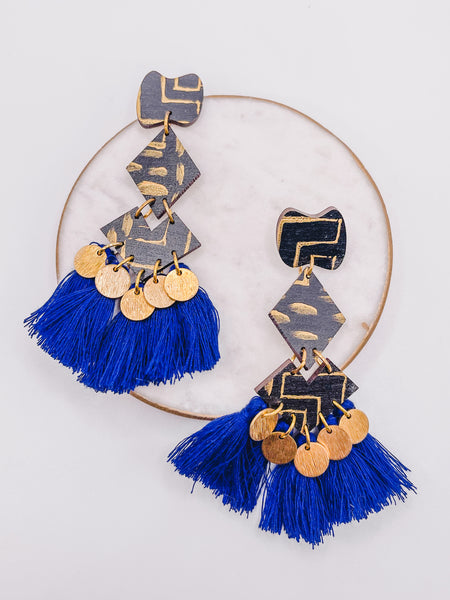 BOLD AND BEAUTIFUL FRINGE HAND PAINTED EARRINGS-[option4]-The Lovely Lola Boutique-Womens-Clothes