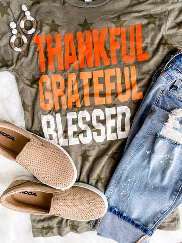 THANKFUL GRATEFUL BLESSED GRAPHIC TEE-[option4]-The Lovely Lola Boutique-Womens-Clothes