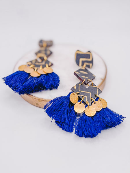 BOLD AND BEAUTIFUL FRINGE HAND PAINTED EARRINGS-[option4]-The Lovely Lola Boutique-Womens-Clothes