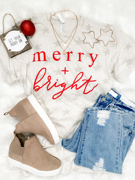 Merry + Bright Graphic Tee-[option4]-The Lovely Lola Boutique-Womens-Clothes