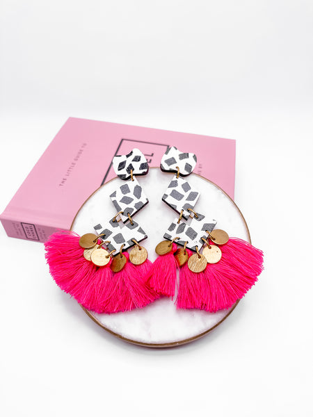 Turning Pain Into Power Pink Spotted Statement Earrings-[option4]-The Lovely Lola Boutique-Womens-Clothes