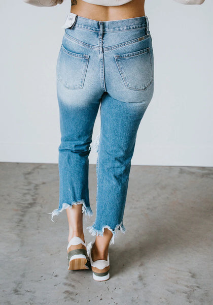 PRESLEY MEDIUM WASH DISTRESSED MOM JEANS-[option4]-The Lovely Lola Boutique-Womens-Clothes
