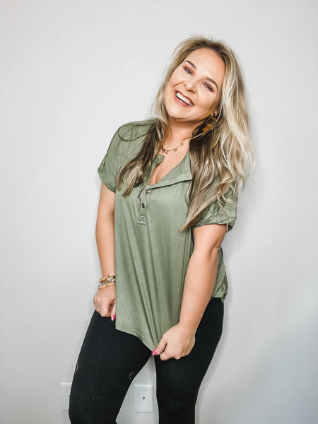 LETS MEET LATER ELEVATED BASIC TEE - OLIVE-[option4]-The Lovely Lola Boutique-Womens-Clothes