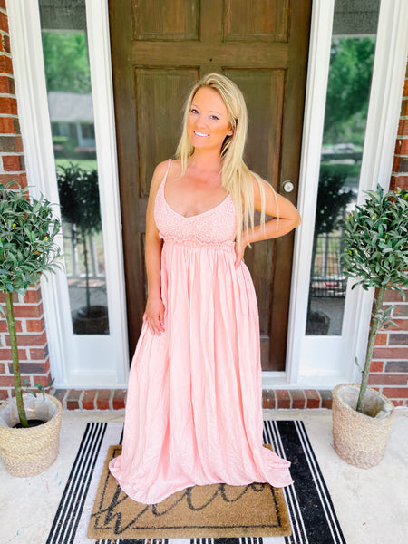 ONCE IN A LIFETIME PINK MAXI DRESS-Medium-[option4]-The Lovely Lola Boutique-Womens-Clothes