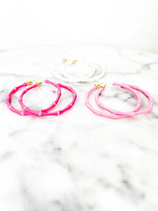 TREASURE JEWELS x LOVELY LOLA SLIPPING AWAY HOOP EARRINGS-Pink-[option4]-The Lovely Lola Boutique-Womens-Clothes