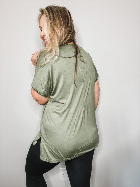 LETS MEET LATER ELEVATED BASIC TEE - OLIVE-[option4]-The Lovely Lola Boutique-Womens-Clothes