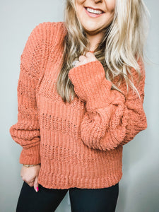 FINDING THE JOY ORANGE PUFF SLEEVE SWEATER-[option4]-The Lovely Lola Boutique-Womens-Clothes